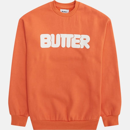 Butter Goods Rounded Logo Crewneck Sweatshirt - Washed Orange front back