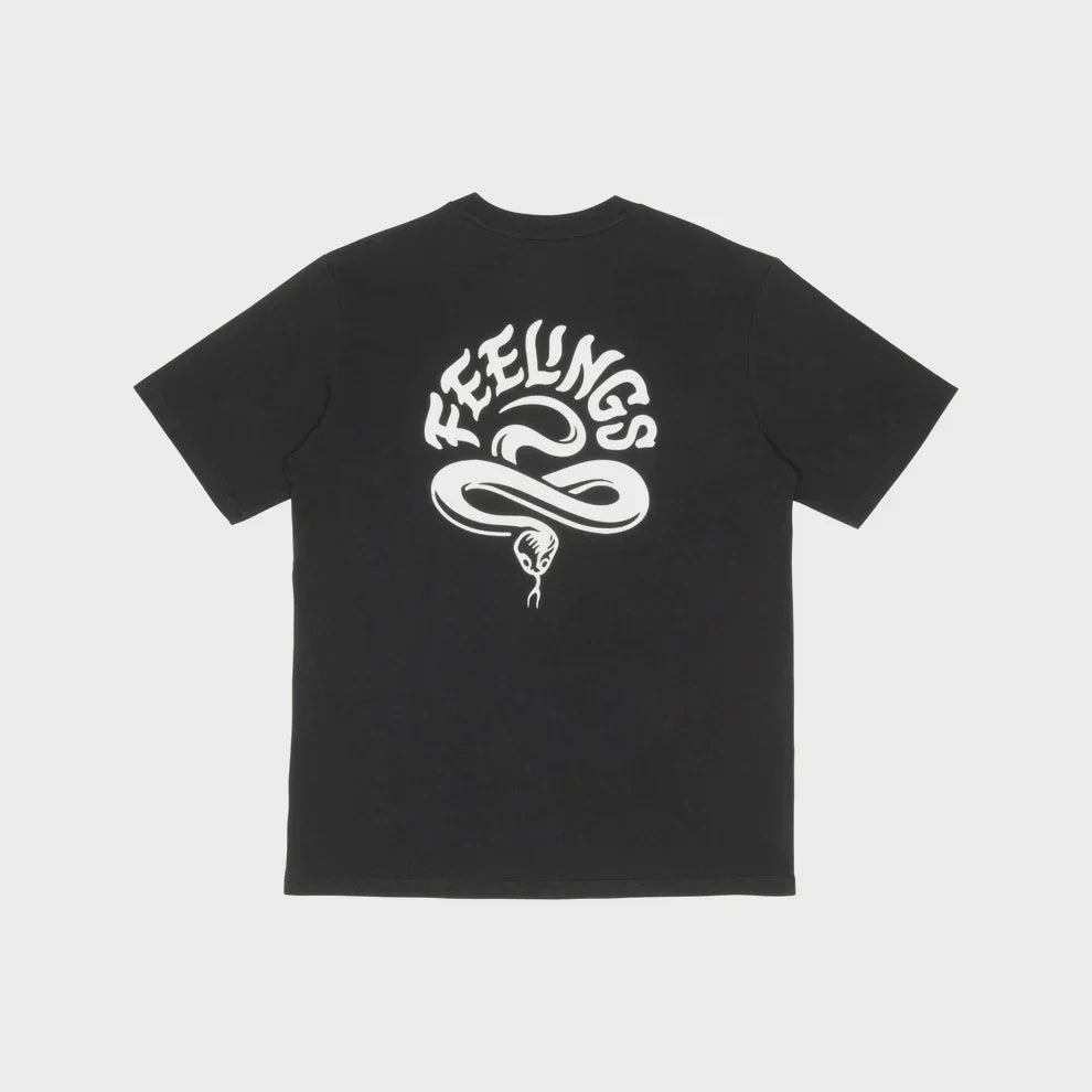 And Feelings Snake Ss Tee Black front back