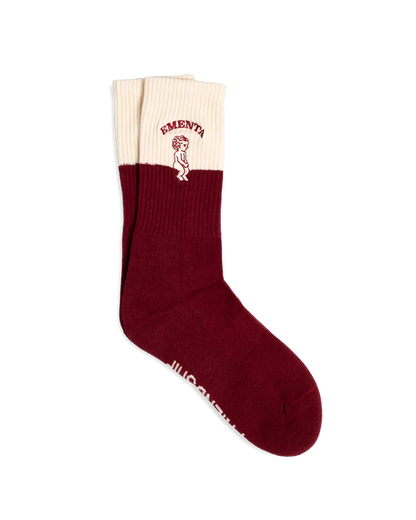 Ementa  2 Tone Socks  Beige/Burgundy front back