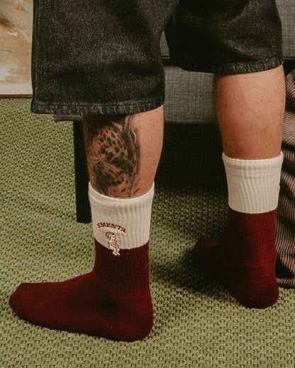 Ementa  2 Tone Socks  Beige/Burgundy