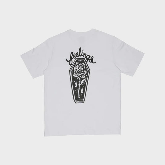 And Feelings Coffin Ss Tee White front back