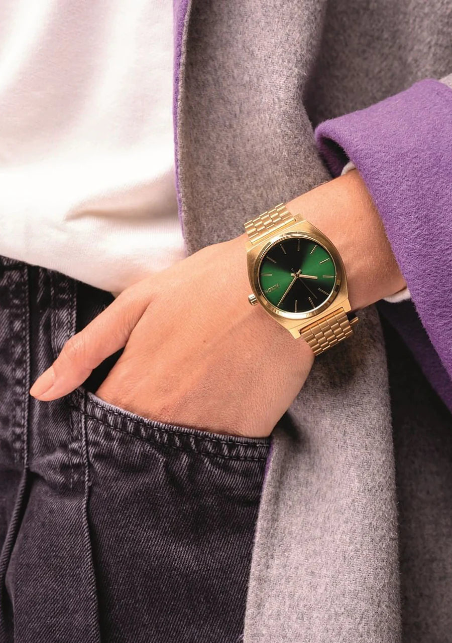 Nixon Watch Time Teller gold green sunray