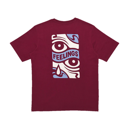 And Feelings Eyes Tee Shirt Burgundy front back