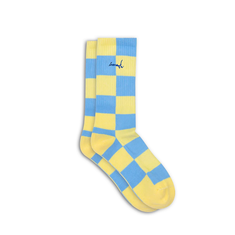 Ementa Chess Socks Blue/Yellow