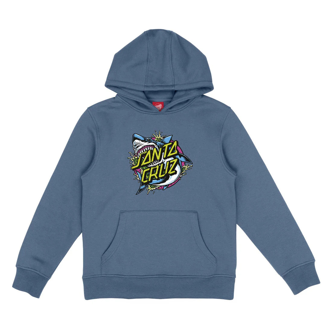 Santa Cruz Youth Shark Dot Front Hood - Dusty Blue front back