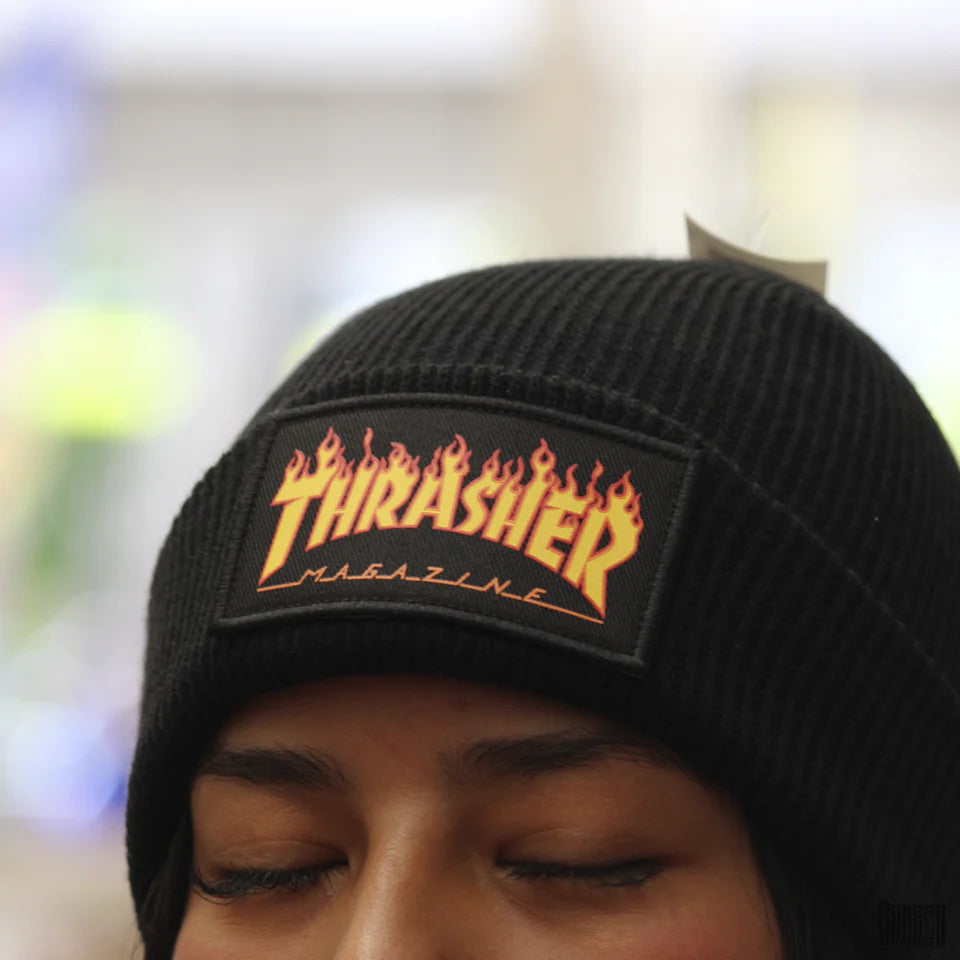 THRASHER BEANIE FLAME LOGO BLACK